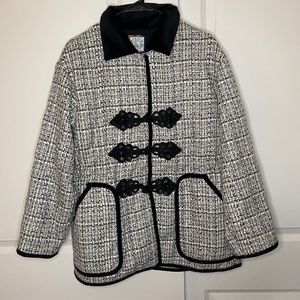 Mukzin Black White Tweed Coat Size M